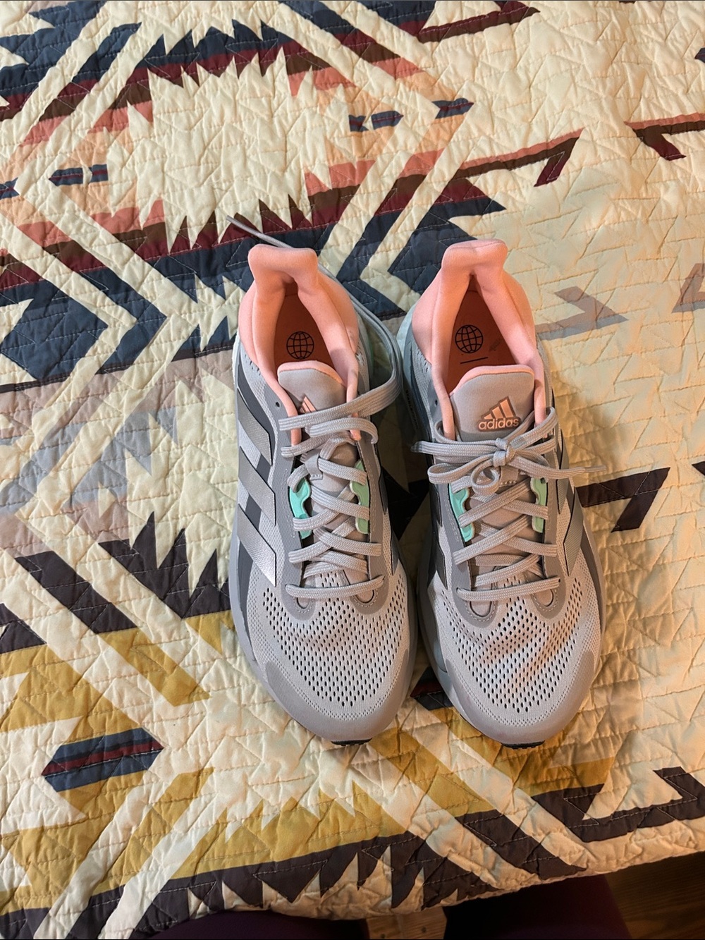 adidas Women’s Athletic Sneakers - Light Gray with Pink Lining